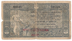 IUGOSLAVIA REGAT SERBIA CROATIA SLOVENIA 40 Kronen on 10 Dinara DINARI 1919 U foto