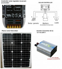 Sistem Fotovoltaic Complet 50 W 12 V . Panou monocristalin , Panouri Fotovoltaice foto