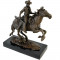 COWBOY - STATUETA DIN BRONZ PE SOCLU DIN MARMURA