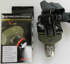 Lanterna de cap LED Cree TK27 Frontala Lupa Zoom 170 metri 160 Lumen foto