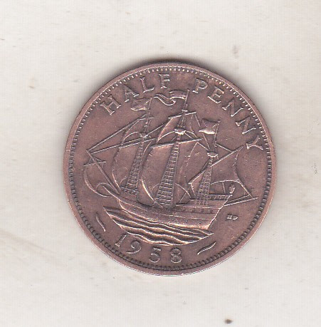bnk mnd Marea Britanie Anglia 1/2 penny 1958