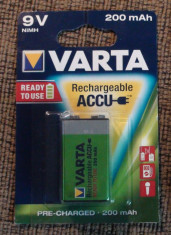 Acumulator Baterie Reincarcabila 9V VARTA Ni-MH 200mAh HR9V Rechargeable Accu foto