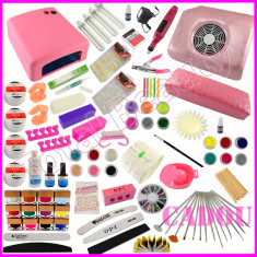 Kit Unghii False cu Gel UV pila profesionala lampa UV + GHID aplicare Unghii False + CADOU 15 Pensule Manichiura unghii gel nail-art foto