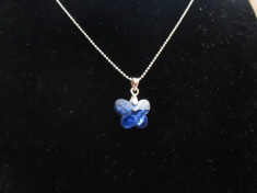 Lantisor cu pandantiv Swarovski Blue Butterfly - placat aur 18k foto