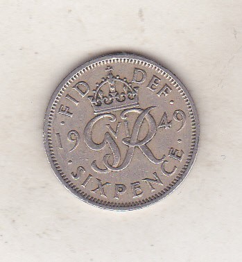 bnk mnd Marea Britanie Anglia 6 pence 1949 foto