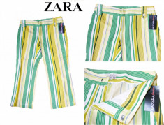 ZARA BASIC, Pantaloni 3/4 femei subtiri colorati. Marime 36. OUTLET Arad. Produse noi cu etichete SUPER PRET! foto