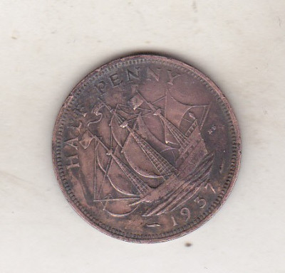 bnk mnd Marea Britanie Anglia 1/2 penny 1937 foto