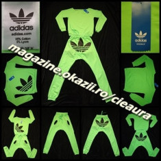 TRENING DAMA FIRMA ADIDAS BUMBAC VERDE NEON EMBLEMA NEAGRA COSTUM SPORT HANORAC PANTALON LUNG TUR LASAT CAZUT JOS COLECTIE NOUA TRENINGURI FEMEI foto