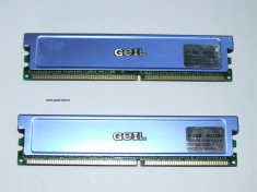 Kit 2x512Mb (1Gb)DDR1 GEIL cu radiatoare pc-3200 400Mhz ram calculator foto