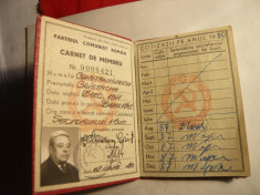 Carnet PCR 1980 -data primirii in partid-1945- f.rar foto