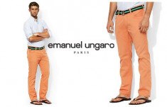 UNGARO Pants &amp;quot;Straight Fit Chino Flat Front Pants&amp;quot;- Pantalon Blugi barbati ORANGE. Marime W 31 si 34(80 si 89 cm) OUTLET Produse ORIGINALE noi REDUSE! foto