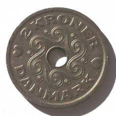 G3. Danemarca 2 KRONER 1992, 5.90 g., Copper-Nickel, 24.5 mm, Margrethe II **