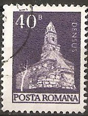 TIMBRE 103d, ROMANIA, MONUMENTE,1973, BISERICA ROMANICA DIN DENSUS, 40 BANI, STAMPILAT; TEMA : ARTA, MONUMENT, ARHITECTURA , CONSTRUCTIE foto