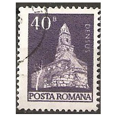 TIMBRE 103d, ROMANIA, MONUMENTE,1973, BISERICA ROMANICA DIN DENSUS, 40 BANI, STAMPILAT; TEMA : ARTA, MONUMENT, ARHITECTURA , CONSTRUCTIE