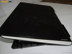 Cooler extern metal Apple - masuta metalica Laptop masa notebook USB ventilator mare iluminat - dimensiune mare 10 - 17 inch foto