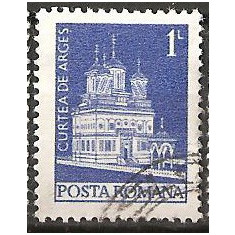 TIMBRE 103c, ROMANIA, MONUMENTE,1973, MANASTIREA CURTEA DE ARGES, 1 LEU, STAMPILAT, FARA; TEMA : ARTA, BISERICA, MONUMENT, ARHITECTURA , REGE