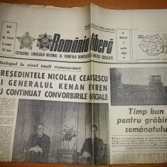 ziarul romania libera 7 aprilie 1982 ( vizita presedintelui turc in romania )