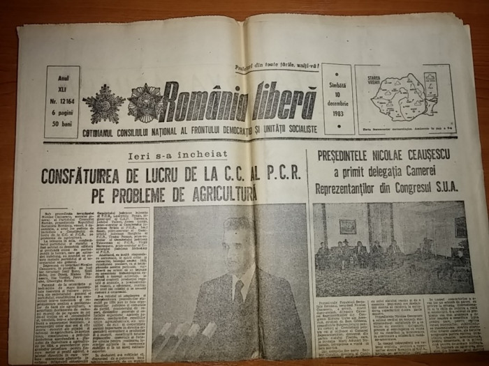 ziarul romania libera 10 decembrie 1983-cuvantarea lui ceausescu