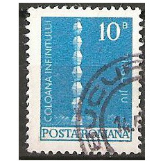 TIMBRE 103a, ROMANIA, 1973, COLOANA INFINITULUI, 10 BANI, STAMPILAT, FARA GUMA; TEMA : ARTA, BRANCUSI, MONUMENT, ARHITECTURA , OPERA, TARGU JIU