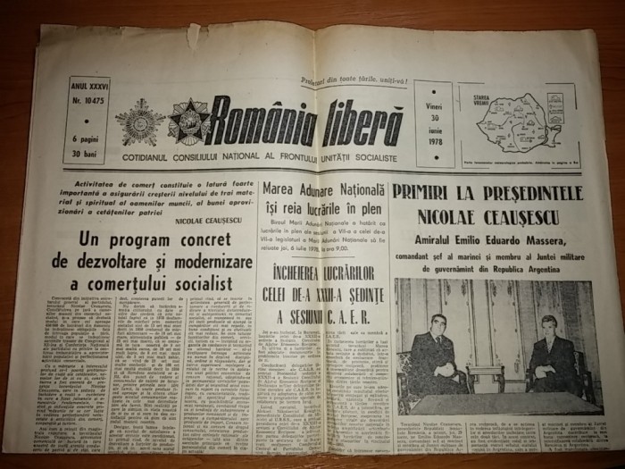 ziarul romania libera 30 iunie 1978