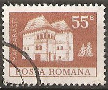 TIMBRE 103f, ROMANIA, MONUMENTE,1973, CULA DIN MALDARASTI, 55 BANI, STAMPILAT; TEMA : ARTA, MONUMENT, ARHITECTURA , CONSTRUCTIE, MALDARESTI