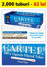 CARTEL 100&amp;#039;s BLUE - SUPER LONG 25 mm - Pachet 10 cutii tuburi tigari x 200 buc. foto