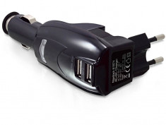 Incarcator USB 2 in 1 AC / DC 12-24V la 2 x USB - 61874 foto