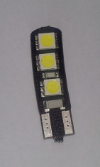 Bec Led auto T10 5050 6 SMD-uri, pt bord, poziti in fata, Plafoniera, sau numar in spate, Culoare ALB rece super luminos foto