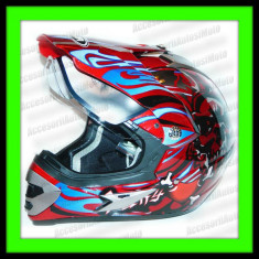 CASCA MOTO Enduro cu VIZIERA Cross Atv YEMA RED = M, L foto