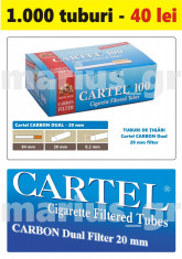 Cartel CARBON DUAL Filter 20 mm - Pachet 10 cutii tuburi de tigari cu filtru de carbon x 100 buc. foto