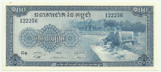 CAMBODGIA 100 RIELS 1956-1972, P-13b, Semnatura 12, UNC [1] foto