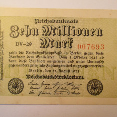 10 Milioane marci Germania , bancnota Zehn Millionen Mark 1923 / 007693