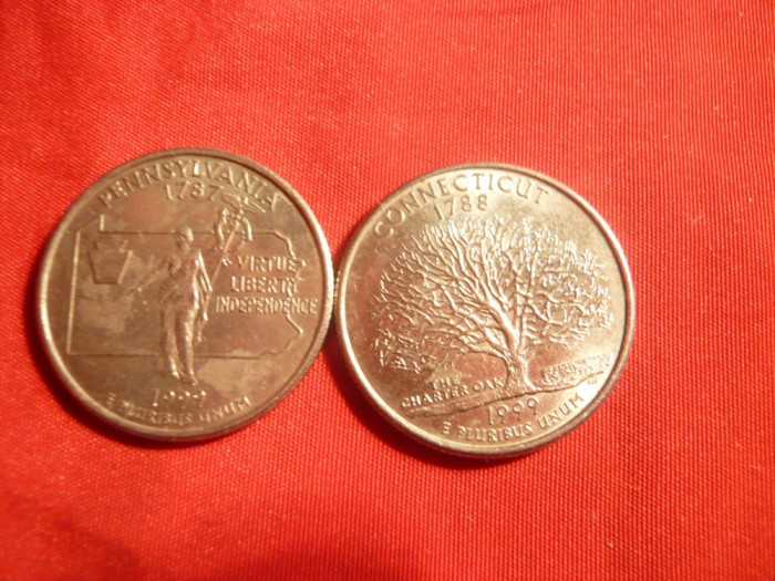 Set 25 Centi Comemorativ Connecticut si Pensylvania 1999 SUA