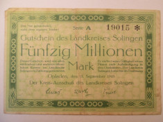 50 millionen mark 1923 Germania , notgeld Solingen , 50 milioane marci foto
