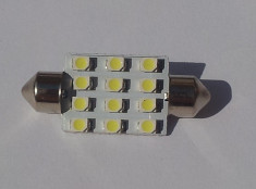 Bec auto tip led pt plafoniera sau la numar in spate cu 12 smd-uri tip 3528 foto