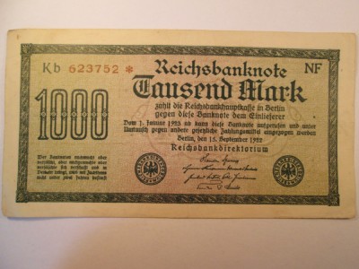 1000 Mark 1922 Germania , marci / 623752 foto