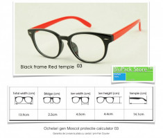 Ochelari in genul Moscot cu rama neagra / crose rosii si lentile fara dioptrii cu protectie pentru ecran calculator Garantia de Livrare Johnny Depp 03 foto