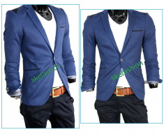 Sacou Tip Zara - albastru - Sacou Slim Fit - Casual Office - POZE REALE - cod produs: 2368 foto