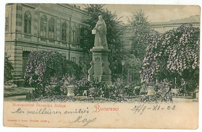 1191 - BUCURESTI, monumentul Domnita Balasa, Litho - old postcard - used - 1902