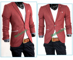 Sacou Tip Zara - grena - Sacou Slim Fit - Casual Office - POZE REALE - cod produs: 2369 foto