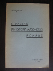 ROMEO IONESCU = O PAGINA DIN ISTORIA MASONERIEI ROMANE // BUCURESTI 1931 foto
