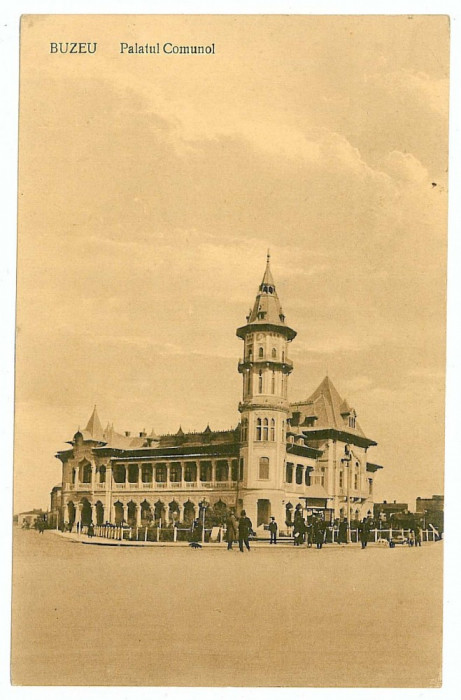 988 - BUZAU, Palatul Comunal - old postcard - unused