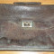 geanta/ servieta din piele functionar public perioada comunista RSR anii &#039;60-&#039;70 perceptor (vintage, 13 Decembrie Sibiu, model mic)