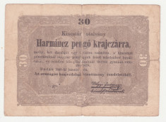 (2) BANCNOTA UNGARIA - 30 PENGO 1849 - FISURATA foto
