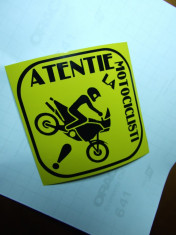 Sticker,abtibild &amp;quot;ATENTIE LA MOTOCICLISTI&amp;quot; model ENDURO 2 + CADOU foto