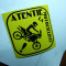 Sticker,abtibild &quot;ATENTIE LA MOTOCICLISTI&quot; model ENDURO 2 + CADOU