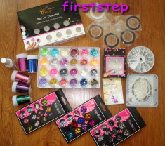 Decor mixt COCO caviar sclipici scoica hexagon cristale fundite perle benzi stikere unghii folie de transfer nail art kit unghii false foto