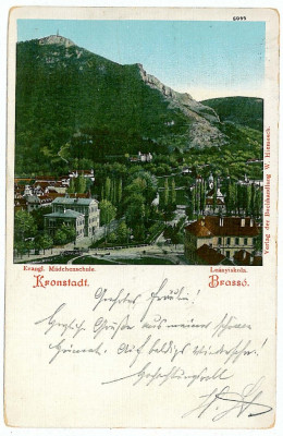 413 - BRASOV, Panorama, Litho, Romania - old postcard - used - 1902 foto