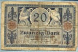 351 BANCNOTA - GERMANIA - 20 MARK - anul 1915 -SERIA 4616517 -starea care se vede