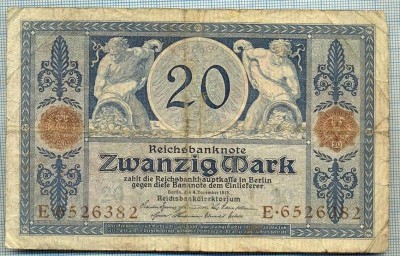 359 BANCNOTA - GERMANIA - 20 MARK - anul 1915 -SERIA 6526382 -starea care se vede foto